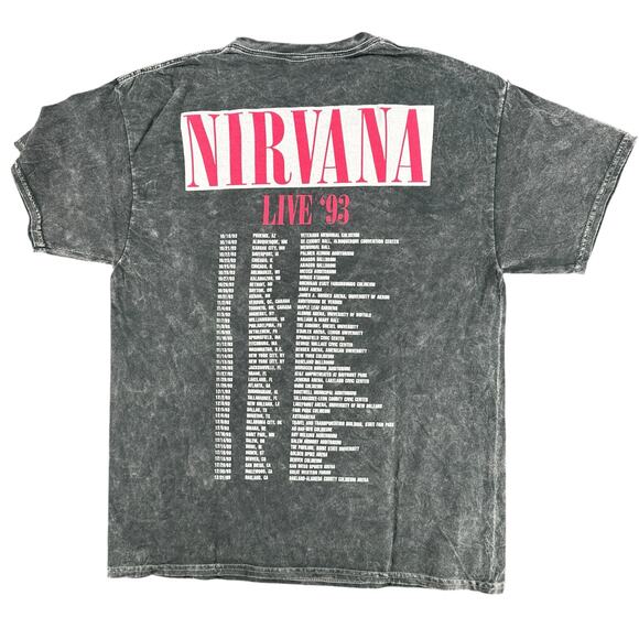 Nirvana Smiley Face Gray Hot Pink Men’s T-Shirt Medium Grunge Band Tee - Picture 3 of 5